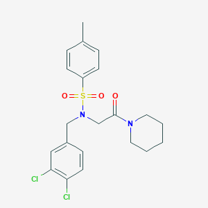 molecular formula C21H24Cl2N2O3S B313424 N-(3,4-dichlorobenzyl)-4-methyl-N-[2-oxo-2-(1-piperidinyl)ethyl]benzenesulfonamide 