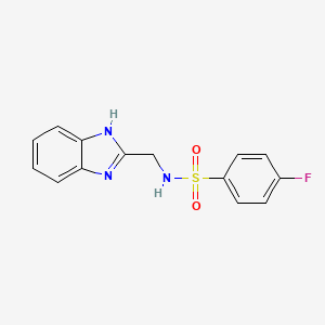 molecular formula C14H12FN3O2S B3134243 N-(1H-1,3-benzimidazol-2-ylmethyl)-4-fluorobenzenesulfonamide CAS No. 400078-09-3