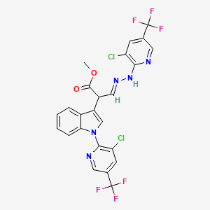molecular formula C24H15Cl2F6N5O2 B3134254 3-{2-[3-氯-5-(三氟甲基)-2-吡啶基]腙}-2-{1-[3-氯-5-(三氟甲基)-2-吡啶基]-1H-吲哚-3-基}丙酸甲酯 CAS No. 400078-16-2