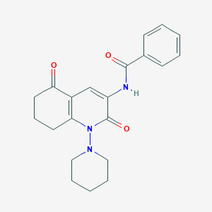 molecular formula C21H23N3O3 B3134256 N-(2,5-dioxo-1-piperidino-1,2,5,6,7,8-hexahydro-3-quinolinyl)benzenecarboxamide CAS No. 400078-25-3