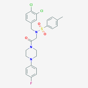 molecular formula C26H26Cl2FN3O3S B313426 N-(3,4-dichlorobenzyl)-N-{2-[4-(4-fluorophenyl)-1-piperazinyl]-2-oxoethyl}-4-methylbenzenesulfonamide 
