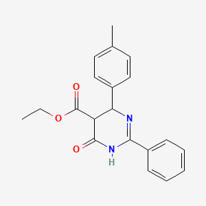 molecular formula C20H20N2O3 B3134265 Ethyl 6-hydroxy-4-(4-methylphenyl)-2-phenyl-4,5-dihydro-5-pyrimidinecarboxylate CAS No. 400078-29-7