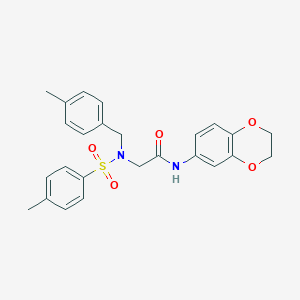 molecular formula C25H26N2O5S B313427 N-(2,3-dihydro-1,4-benzodioxin-6-yl)-2-{(4-methylbenzyl)[(4-methylphenyl)sulfonyl]amino}acetamide 