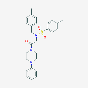 molecular formula C27H31N3O3S B313428 4-methyl-N-(4-methylbenzyl)-N-[2-oxo-2-(4-phenylpiperazino)ethyl]-1-benzenesulfonamide 