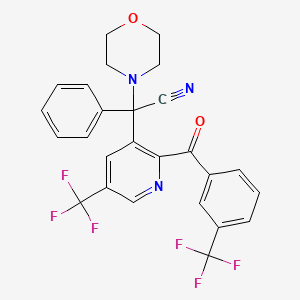 molecular formula C26H19F6N3O2 B3134350 2-Morpholino-2-phenyl-2-{5-(trifluoromethyl)-2-[3-(trifluoromethyl)benzoyl]-3-pyridinyl}acetonitrile CAS No. 400079-38-1