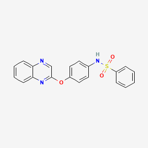 molecular formula C20H15N3O3S B3134409 N-[4-(2-quinoxalinyloxy)phenyl]benzenesulfonamide CAS No. 400080-04-8