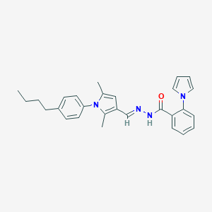 molecular formula C28H30N4O B313441 N'-{[1-(4-butylphenyl)-2,5-dimethyl-1H-pyrrol-3-yl]methylene}-2-(1H-pyrrol-1-yl)benzohydrazide 