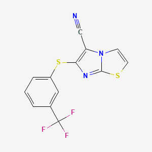 molecular formula C13H6F3N3S2 B3134417 6-{[3-(Trifluoromethyl)phenyl]sulfanyl}imidazo[2,1-b][1,3]thiazole-5-carbonitrile CAS No. 400080-09-3