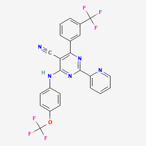 molecular formula C24H13F6N5O B3134425 2-(2-Pyridinyl)-4-[4-(trifluoromethoxy)anilino]-6-[3-(trifluoromethyl)phenyl]-5-pyrimidinecarbonitrile CAS No. 400080-14-0