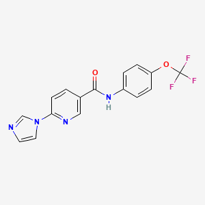 molecular formula C16H11F3N4O2 B3134438 6-(1H-imidazol-1-yl)-N-[4-(trifluoromethoxy)phenyl]nicotinamide CAS No. 400080-30-0