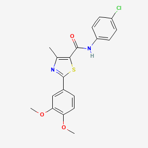 molecular formula C19H17ClN2O3S B3134450 N-(4-chlorophenyl)-2-(3,4-dimethoxyphenyl)-4-methyl-1,3-thiazole-5-carboxamide CAS No. 400080-50-4