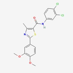 molecular formula C19H16Cl2N2O3S B3134455 N-(3,4-二氯苯基)-2-(3,4-二甲氧基苯基)-4-甲基-1,3-噻唑-5-甲酰胺 CAS No. 400080-51-5