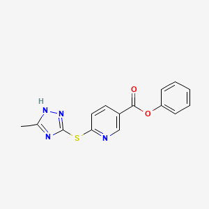 molecular formula C15H12N4O2S B3134473 phenyl 6-[(5-methyl-1H-1,2,4-triazol-3-yl)sulfanyl]nicotinate CAS No. 400080-62-8