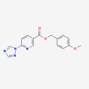 molecular formula C16H14N4O3 B3134488 4-methoxybenzyl 6-(1H-1,2,4-triazol-1-yl)nicotinate CAS No. 400080-73-1