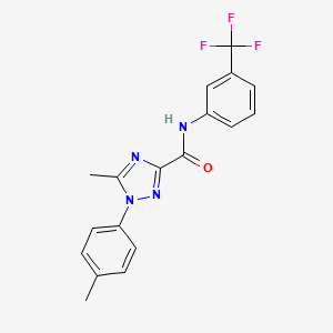 molecular formula C18H15F3N4O B3134506 5-methyl-1-(4-methylphenyl)-N-[3-(trifluoromethyl)phenyl]-1H-1,2,4-triazole-3-carboxamide CAS No. 400080-90-2
