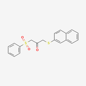 molecular formula C19H16O3S2 B3134520 1-(2-Naphthylsulfanyl)-3-(phenylsulfonyl)acetone CAS No. 400080-97-9