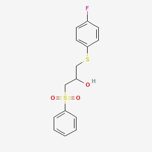 molecular formula C15H15FO3S2 B3134527 1-[(4-Fluorophenyl)sulfanyl]-3-(phenylsulfonyl)-2-propanol CAS No. 400081-09-6