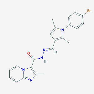molecular formula C22H20BrN5O B313454 N'-{[1-(4-bromophenyl)-2,5-dimethyl-1H-pyrrol-3-yl]methylene}-2-methylimidazo[1,2-a]pyridine-3-carbohydrazide 