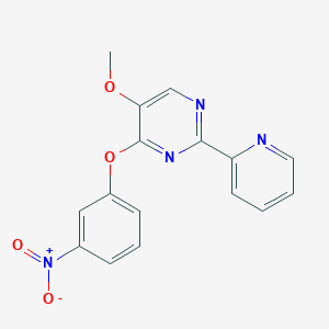 molecular formula C16H12N4O4 B3134552 5-Methoxy-2-(2-pyridinyl)-4-pyrimidinyl 3-nitrophenyl ether CAS No. 400081-22-3