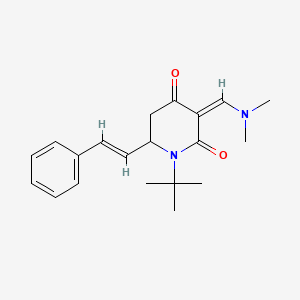 molecular formula C20H26N2O2 B3134572 (3Z)-1-tert-butyl-3-(dimethylaminomethylidene)-6-[(E)-2-phenylethenyl]piperidine-2,4-dione CAS No. 400081-44-9