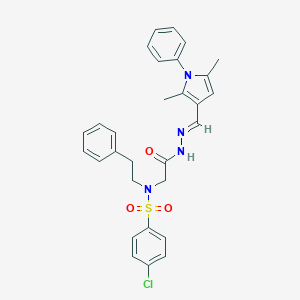 molecular formula C29H29ClN4O3S B313459 4-chloro-N-(2-{2-[(2,5-dimethyl-1-phenyl-1H-pyrrol-3-yl)methylene]hydrazino}-2-oxoethyl)-N-(2-phenylethyl)benzenesulfonamide 