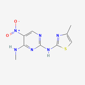 molecular formula C9H10N6O2S B3134604 N~4~-methyl-N~2~-(4-methyl-1,3-thiazol-2-yl)-5-nitro-2,4-pyrimidinediamine CAS No. 400081-52-9