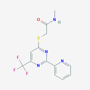 molecular formula C13H11F3N4OS B3134615 N-methyl-2-{[2-(2-pyridinyl)-6-(trifluoromethyl)-4-pyrimidinyl]sulfanyl}acetamide CAS No. 400081-63-2