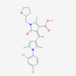 molecular formula C25H26Cl2N2O4 B313462 methyl (4Z)-4-{[1-(2,4-dichlorophenyl)-2,5-dimethyl-1H-pyrrol-3-yl]methylidene}-2-methyl-5-oxo-1-(tetrahydrofuran-2-ylmethyl)-4,5-dihydro-1H-pyrrole-3-carboxylate 