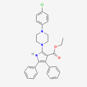 molecular formula C29H28ClN3O2 B3134647 Ethyl 2-[4-(4-chlorophenyl)piperazin-1-yl]-4,5-diphenyl-1H-pyrrole-3-carboxylate CAS No. 400081-89-2