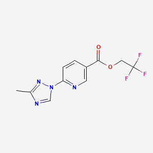 molecular formula C11H9F3N4O2 B3134652 2,2,2-trifluoroethyl 6-(3-methyl-1H-1,2,4-triazol-1-yl)nicotinate CAS No. 400081-97-2