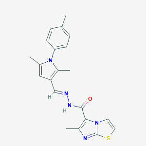 molecular formula C21H21N5OS B313469 N'-{[2,5-dimethyl-1-(4-methylphenyl)-1H-pyrrol-3-yl]methylene}-6-methylimidazo[2,1-b][1,3]thiazole-5-carbohydrazide 