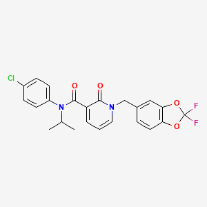 molecular formula C23H19ClF2N2O4 B3134704 N-(4-chlorophenyl)-1-[(2,2-difluoro-1,3-benzodioxol-5-yl)methyl]-2-oxo-N-propan-2-ylpyridine-3-carboxamide CAS No. 400083-08-1
