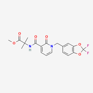 molecular formula C19H18F2N2O6 B3134718 Methyl 2-[[1-[(2,2-difluoro-1,3-benzodioxol-5-yl)methyl]-2-oxopyridine-3-carbonyl]amino]-2-methylpropanoate CAS No. 400083-11-6