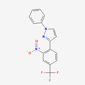 molecular formula C16H10F3N3O2 B3134724 3-[2-nitro-4-(trifluoromethyl)phenyl]-1-phenyl-1H-pyrazole CAS No. 400083-14-9