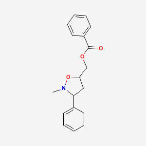 molecular formula C18H19NO3 B3134769 (2-Methyl-3-phenyltetrahydro-5-isoxazolyl)methyl benzenecarboxylate CAS No. 400083-49-0