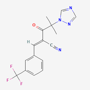 molecular formula C16H13F3N4O B3134782 (2E)-4-methyl-3-oxo-4-(1,2,4-triazol-1-yl)-2-[[3-(trifluoromethyl)phenyl]methylidene]pentanenitrile CAS No. 400083-57-0