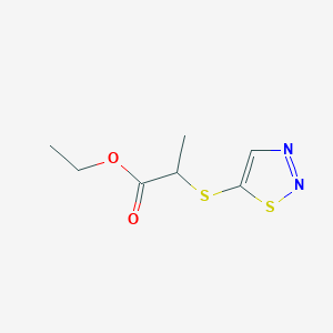molecular formula C7H10N2O2S2 B3134788 Ethyl 2-(1,2,3-thiadiazol-5-ylsulfanyl)propanoate CAS No. 400083-58-1