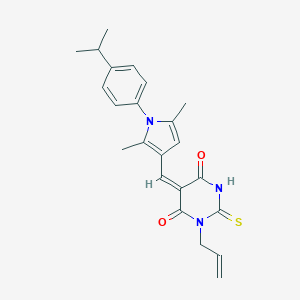 molecular formula C23H25N3O2S B313479 (5E)-5-({2,5-dimethyl-1-[4-(propan-2-yl)phenyl]-1H-pyrrol-3-yl}methylidene)-1-(prop-2-en-1-yl)-2-thioxodihydropyrimidine-4,6(1H,5H)-dione 
