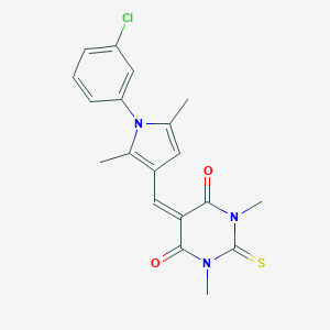 molecular formula C19H18ClN3O2S B313481 5-{[1-(3-chlorophenyl)-2,5-dimethyl-1H-pyrrol-3-yl]methylidene}-1,3-dimethyl-2-thioxodihydropyrimidine-4,6(1H,5H)-dione 