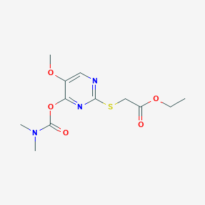 molecular formula C12H17N3O5S B3134827 Ethyl 2-[(4-{[(dimethylamino)carbonyl]oxy}-5-methoxy-2-pyrimidinyl)sulfanyl]acetate CAS No. 400084-02-8