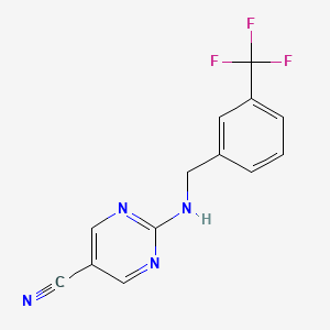 molecular formula C13H9F3N4 B3134862 2-{[3-(Trifluoromethyl)benzyl]amino}-5-pyrimidinecarbonitrile CAS No. 400084-58-4