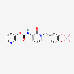 molecular formula C19H13F2N3O5 B3134890 3-pyridinyl N-{1-[(2,2-difluoro-1,3-benzodioxol-5-yl)methyl]-2-oxo-1,2-dihydro-3-pyridinyl}carbamate CAS No. 400084-68-6