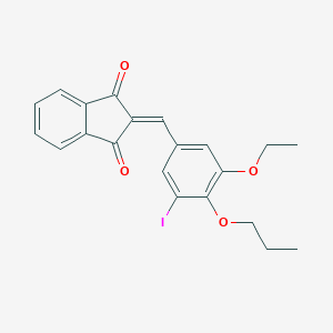 molecular formula C21H19IO4 B313491 2-(3-ethoxy-5-iodo-4-propoxybenzylidene)-1H-indene-1,3(2H)-dione 