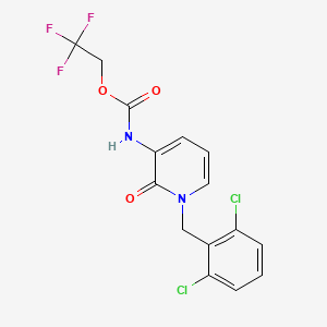 molecular formula C15H11Cl2F3N2O3 B3134918 2,2,2-trifluoroethyl N-[1-(2,6-dichlorobenzyl)-2-oxo-1,2-dihydro-3-pyridinyl]carbamate CAS No. 400084-79-9