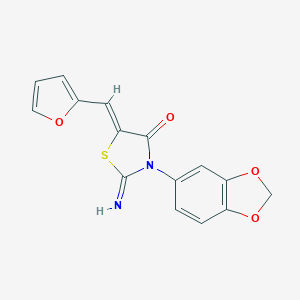 molecular formula C15H10N2O4S B313492 3-(1,3-苯并二氧杂环-5-基)-5-(2-呋喃基亚甲基)-2-亚氨基-4-噻唑烷酮 