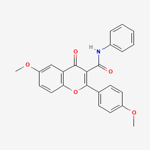 molecular formula C24H19NO5 B3134932 6-methoxy-2-(4-methoxyphenyl)-4-oxo-N-phenyl-4H-chromene-3-carboxamide CAS No. 400084-86-8