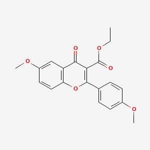molecular formula C20H18O6 B3134939 ethyl 6-methoxy-2-(4-methoxyphenyl)-4-oxo-4H-chromene-3-carboxylate CAS No. 400084-90-4