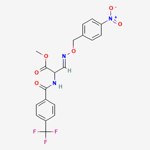molecular formula C19H16F3N3O6 B3134944 Methyl 3-{[(4-nitrobenzyl)oxy]imino}-2-{[4-(trifluoromethyl)benzoyl]amino}propanoate CAS No. 400084-91-5