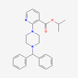 molecular formula C26H29N3O2 B3134975 Isopropyl 2-(4-benzhydrylpiperazino)nicotinate CAS No. 400085-29-2