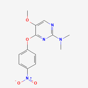 molecular formula C13H14N4O4 B3134978 5-methoxy-N,N-dimethyl-4-(4-nitrophenoxy)pyrimidin-2-amine CAS No. 400085-40-7